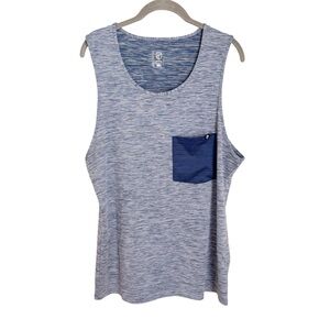 Born Primitive Heathered Light Blue Tank with Navy Pocket